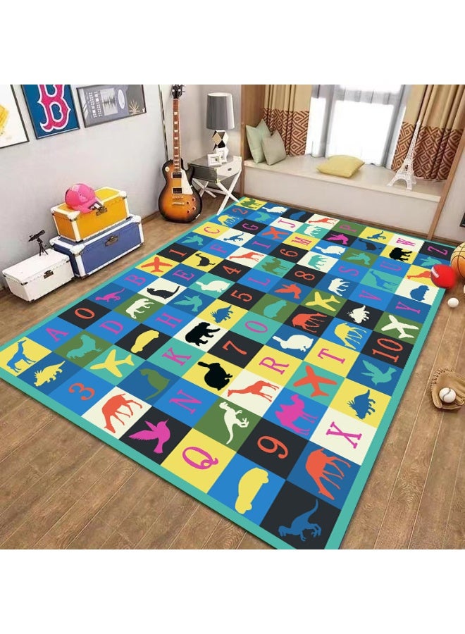 Hopscotch طفل سجاد لغرفة اللعب، غرفة اللعب التعليمية للأطفال سجاد ديكور غير انزلاق أرضية لعب حصيرة لغرفة النوم، الحضانة، الفصل الدراسي، هدية قوية للبنات والفتيان - Image 5
